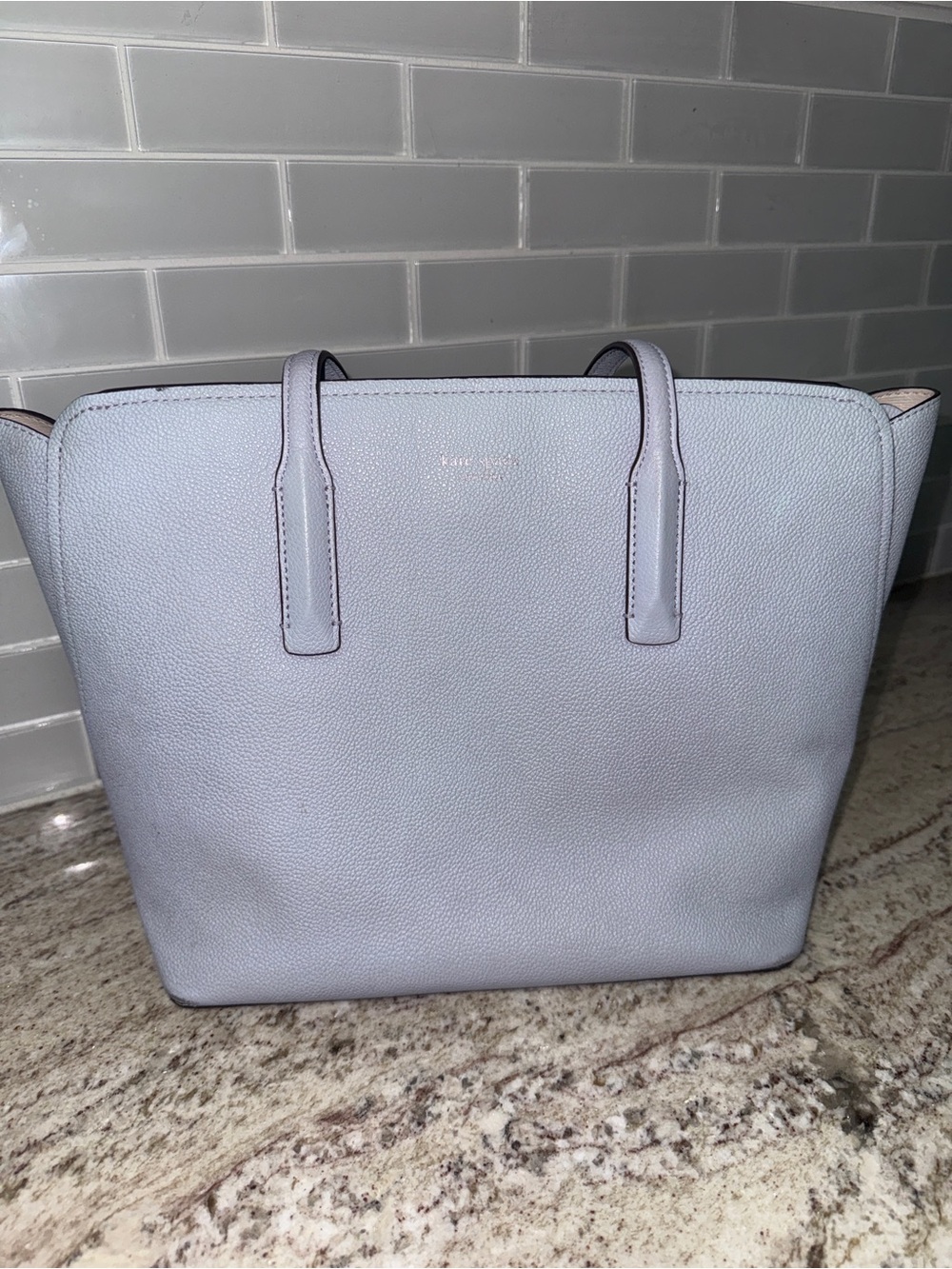 Light Purple Leather Tote Bag